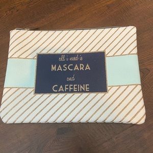 SALE MUST GO All I need is Mascars and Caffeine pouch with gold zipper